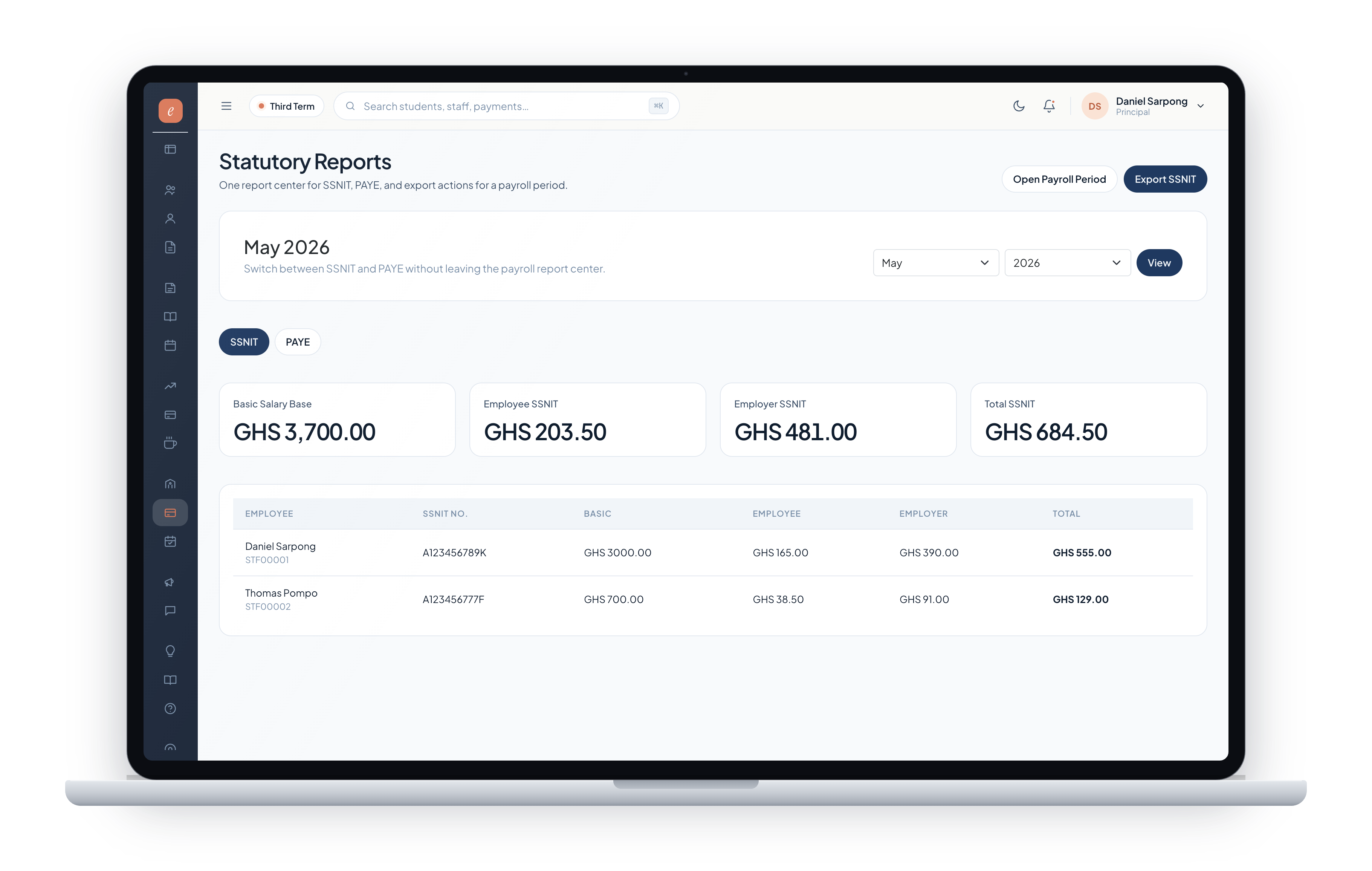 EduCore statutory reports